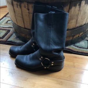 Black Frye harness leather boots